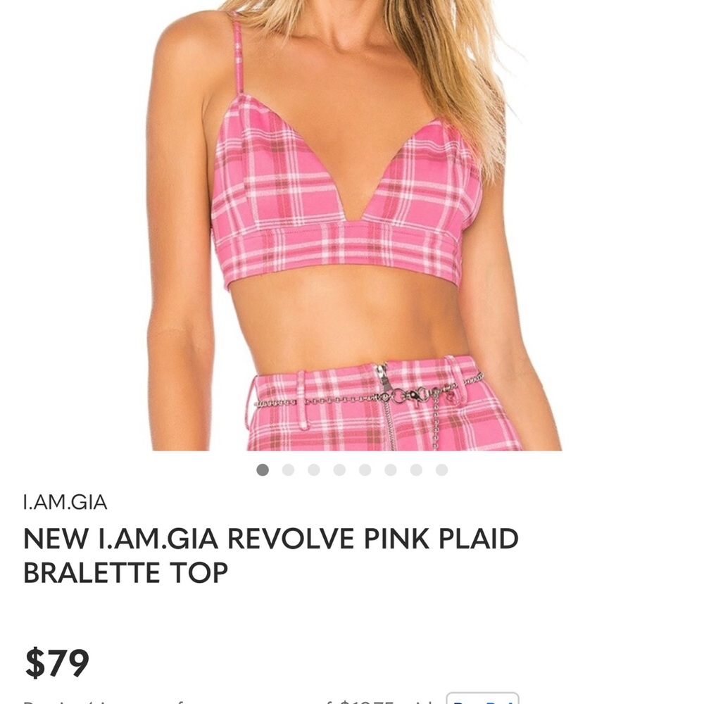I.AM.GIA Pink Plaid Crop Top